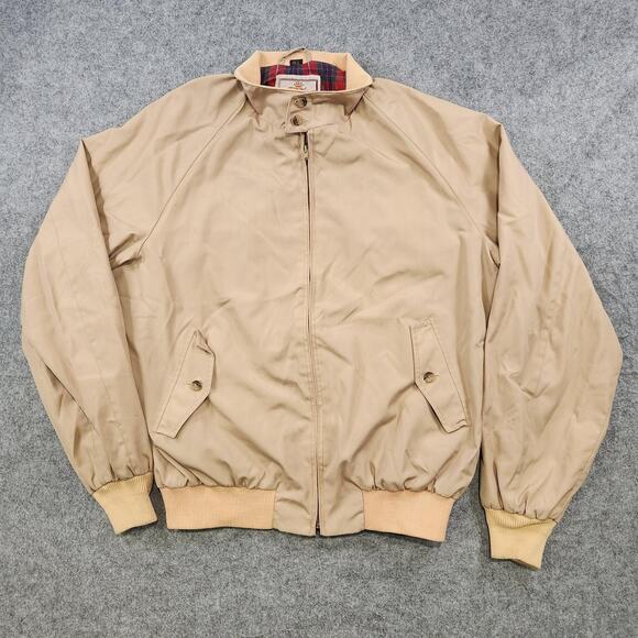 Vintage Baracuta by Van Heusen Jacket Mens 46L Tan Harrington Tartan Lined 90s - Picture 2 of 16